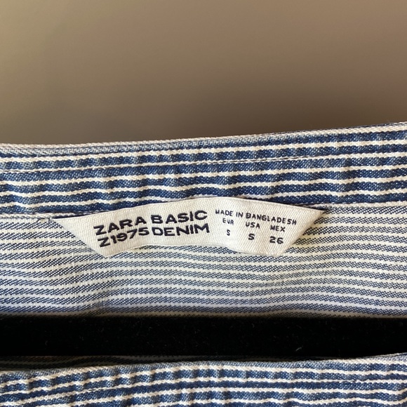 Zara denim blue and white stripped top size small - Picture 3 of 7